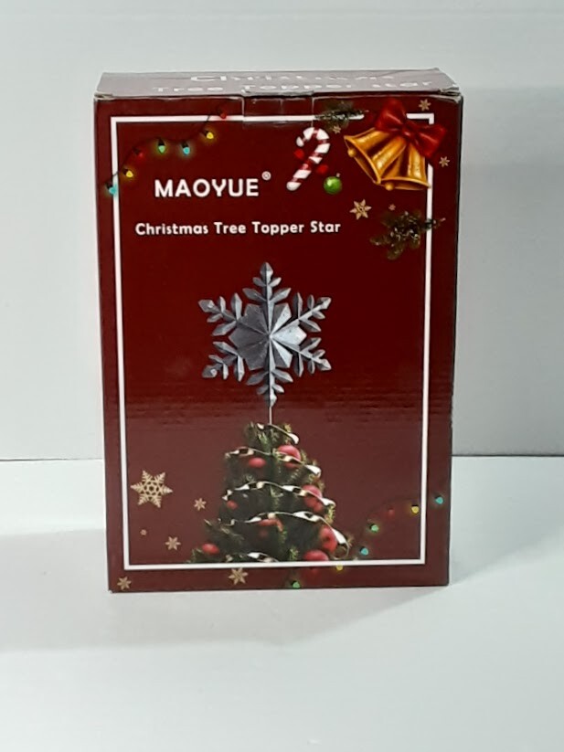 MAOYUE LIGHTED CHRISTMAS TREE TOPPER STAR SILVER SNOWFLAKE PROJECTION ~USED~