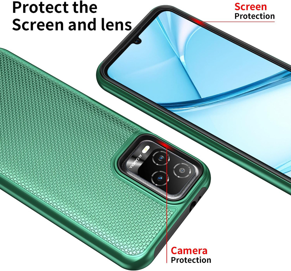 For BLU View 5 Pro Phone Case with Tempered Glass Screen Protector,Dual Layer He