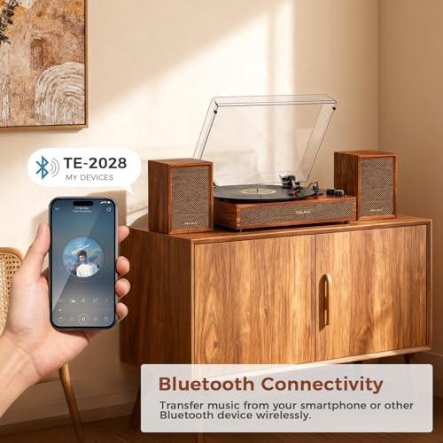 Record Player with External Speakers Vintage Bluetooth Turntable for Vinyl