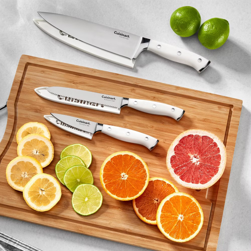 Cuisinart Classic White Triple Rivet 6pc Chef Set with Blade Guards