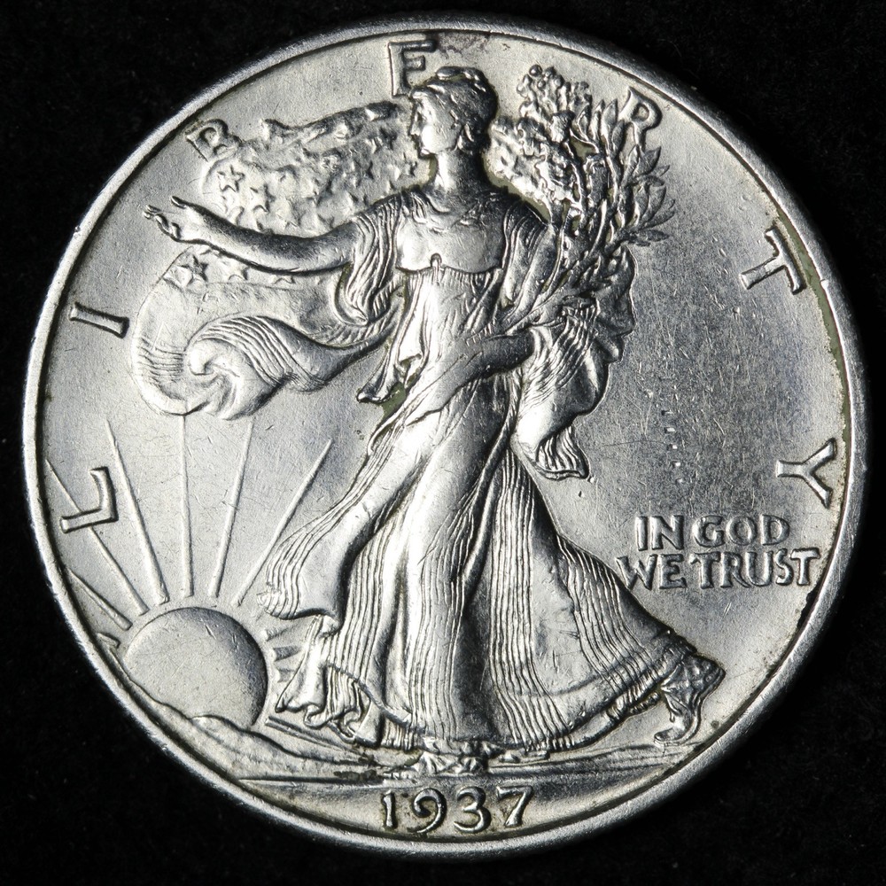 1937-S Walking Liberty Silver Half Dollar AU+/UNC E344 QZTEM