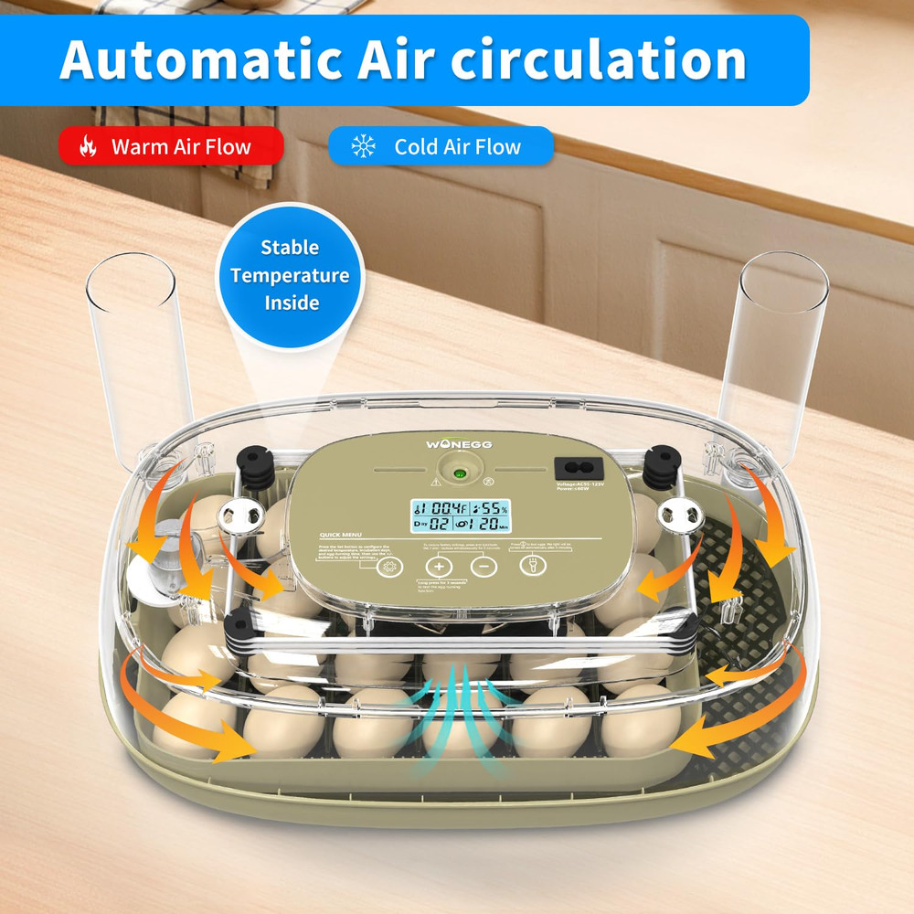 Incubator for Hatching Eggs,Automatic Turning,Temperature and Humidity Control D