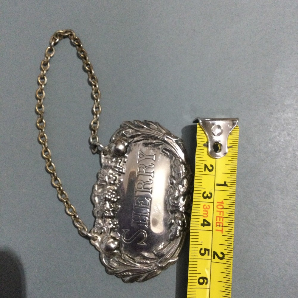 Vintage Silver Plate Decanter Label “ Sherry “