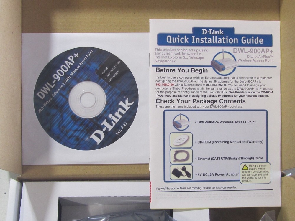 D Link AirPlus DWL-900AP+ Wireless 22MBPS Access Point