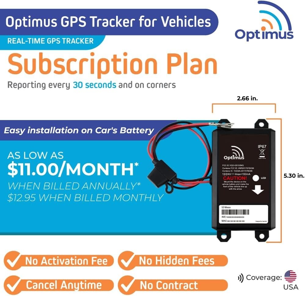 Wired GPS Vehicle Tracker - Easy Installation with Affordable 2.95 Subscription