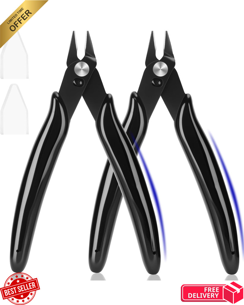 5 Inch Micro Flush Cutter, 2 Pack Small Wire Cutters Spring Loaded Cutting Plier