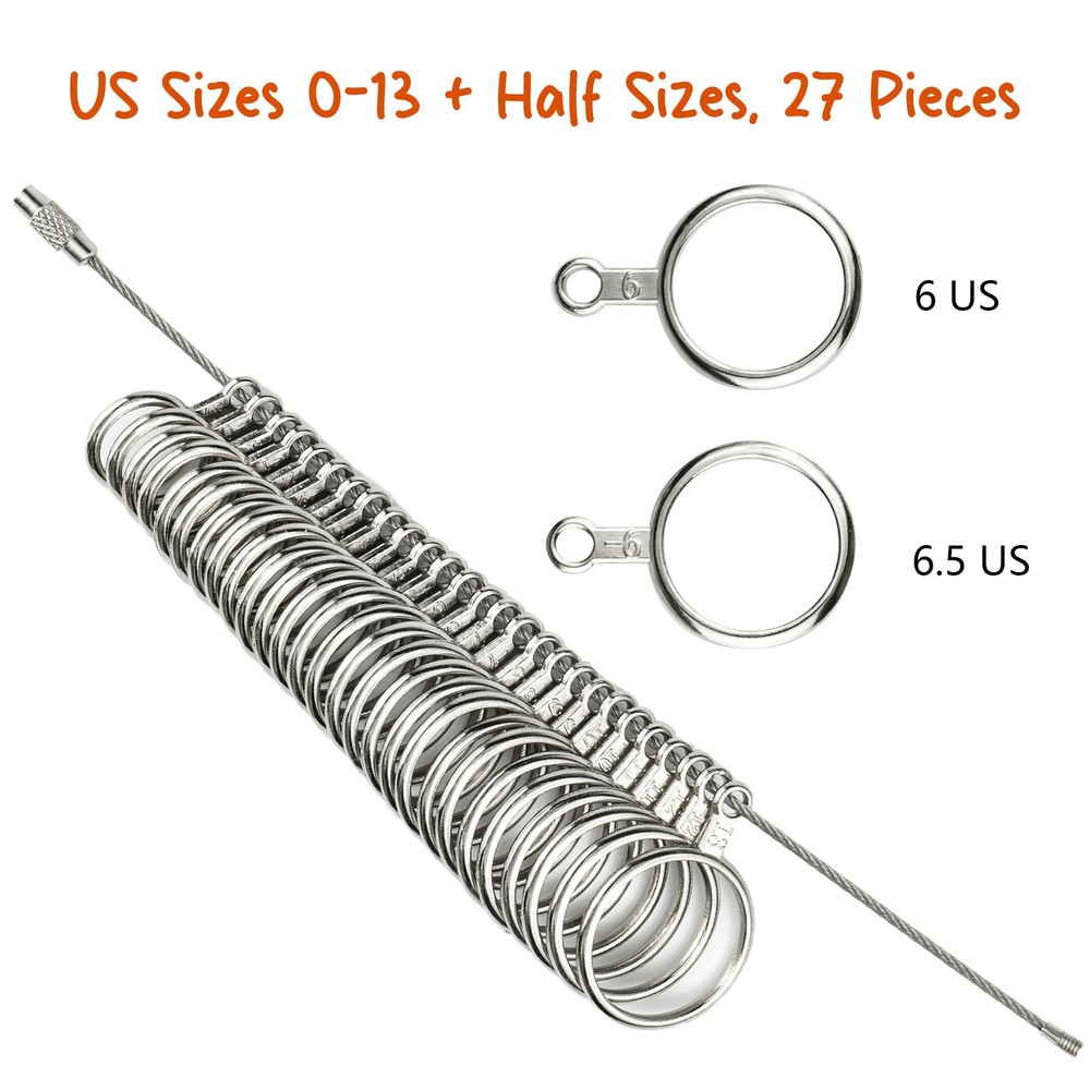 Ring Sizer Measuring Tool 4-in-1 Set Sizing Kit, silver set