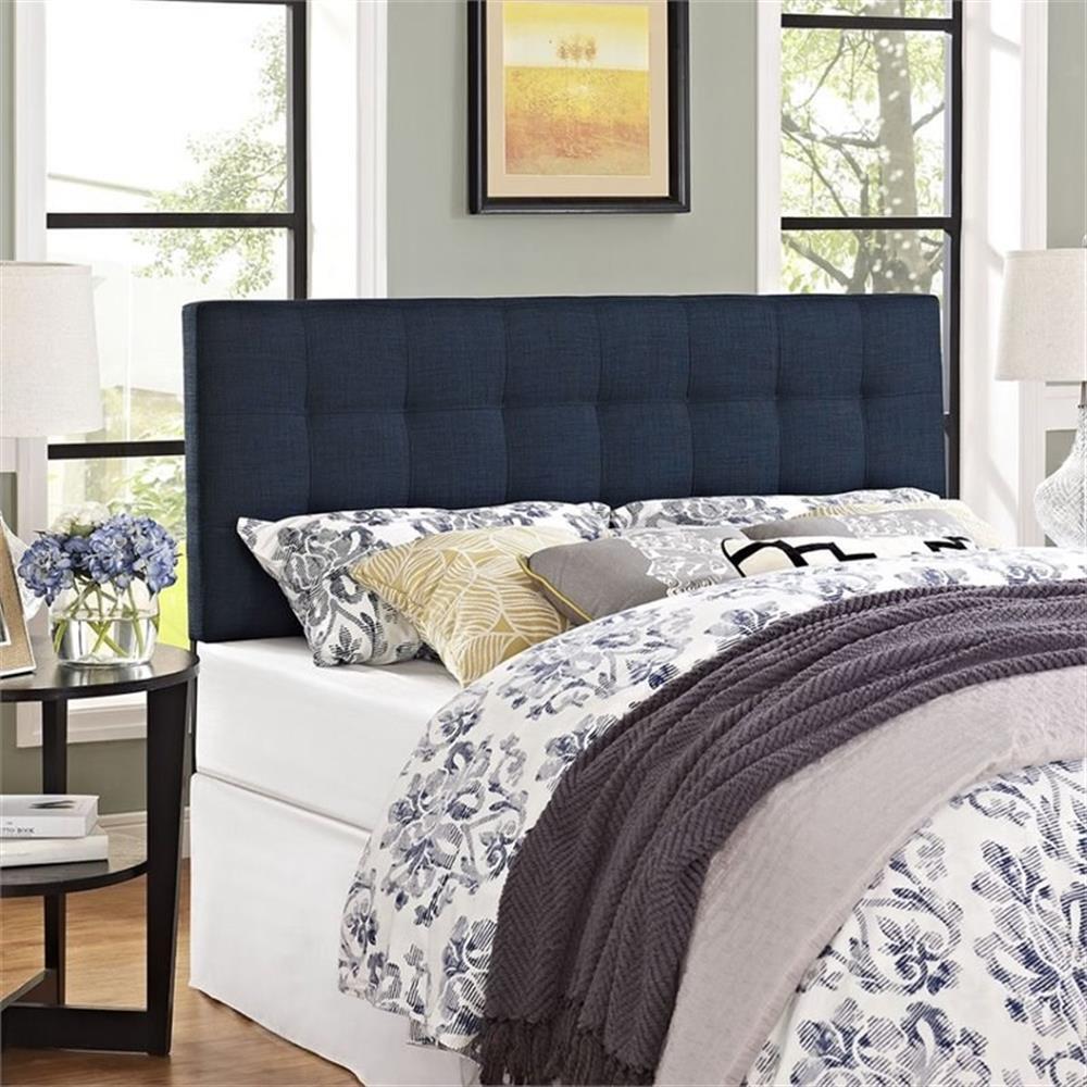 Modway Lily King Upholstered Polyester Fabric Headboard in Navy