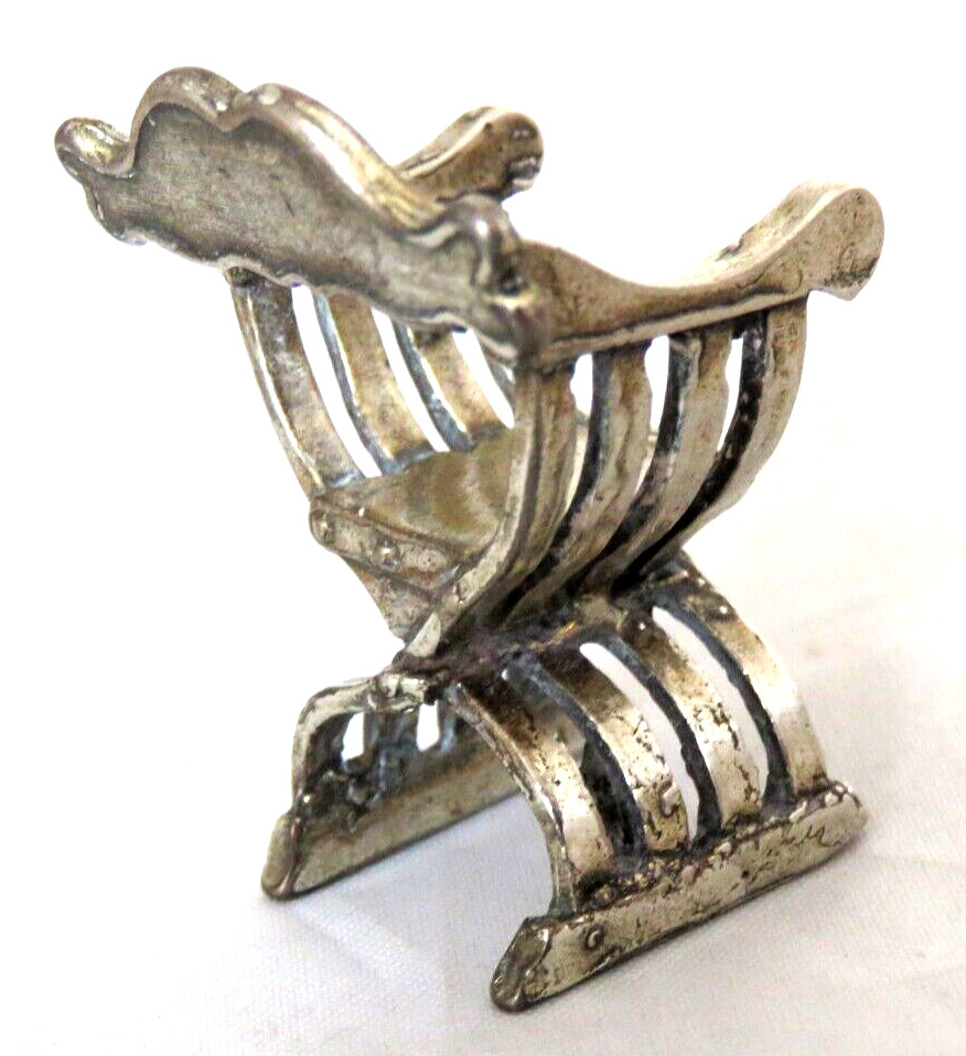 Ideal gift. ANTIQUE DUTCH MINIATURE SOLID SILVER CHAIR . Free postage .