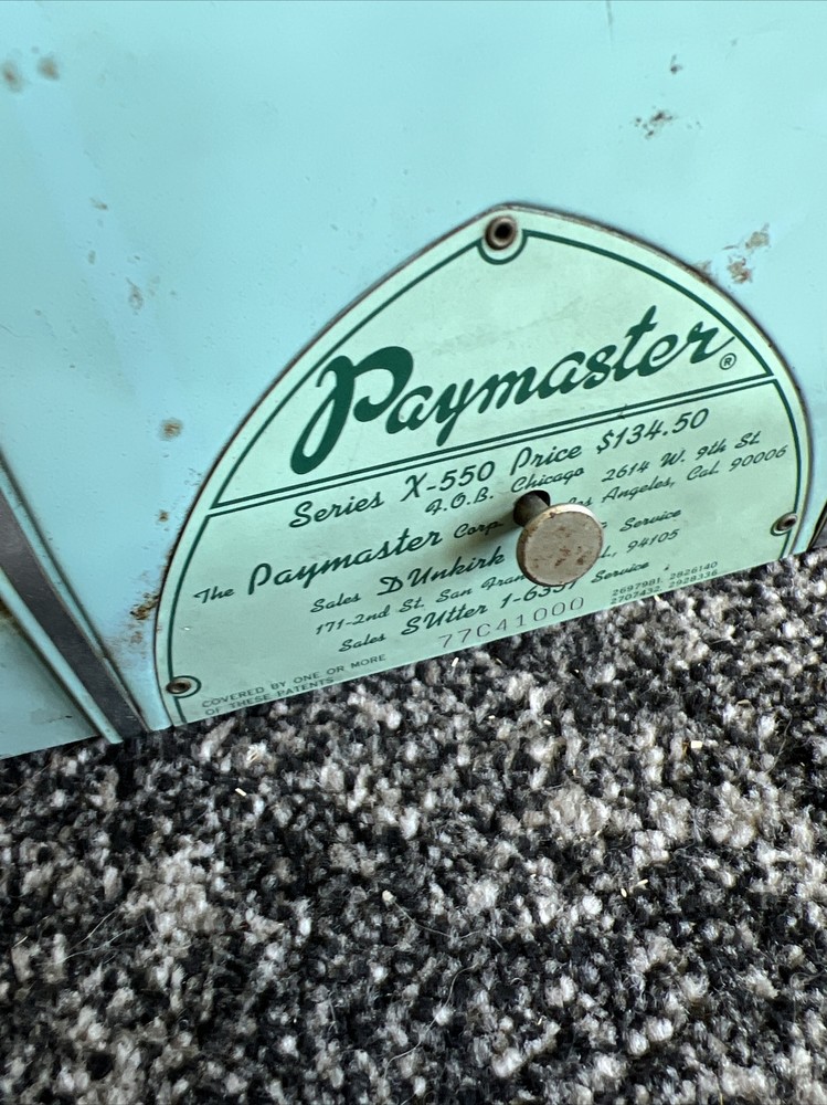 Vintage Antique Paymaster Series X-550 7 Column Check Writer