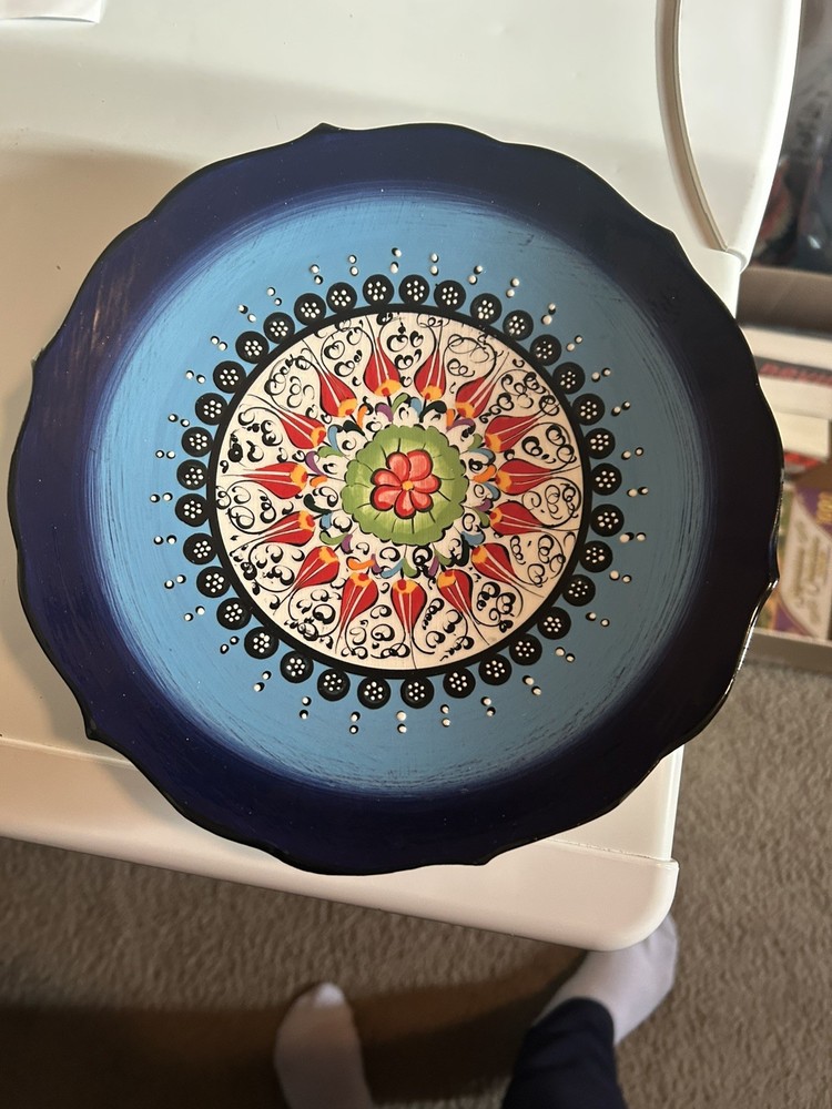 9” Multi Color Boho Handmade Decorative Plate wall decor