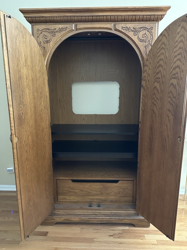 American Drew oak armoire with mirrors