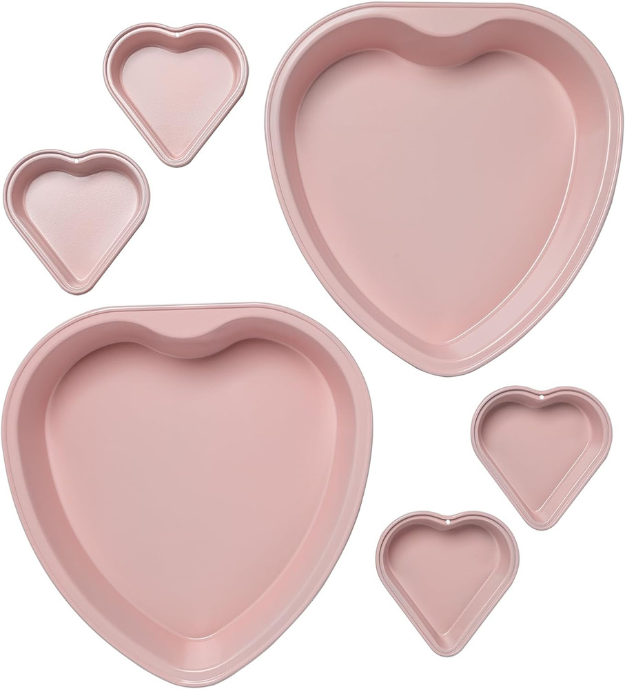 Heart Shaped Nonstick Bakeware Set, Easy Release Carbon Steel, Includes Two 9.5-