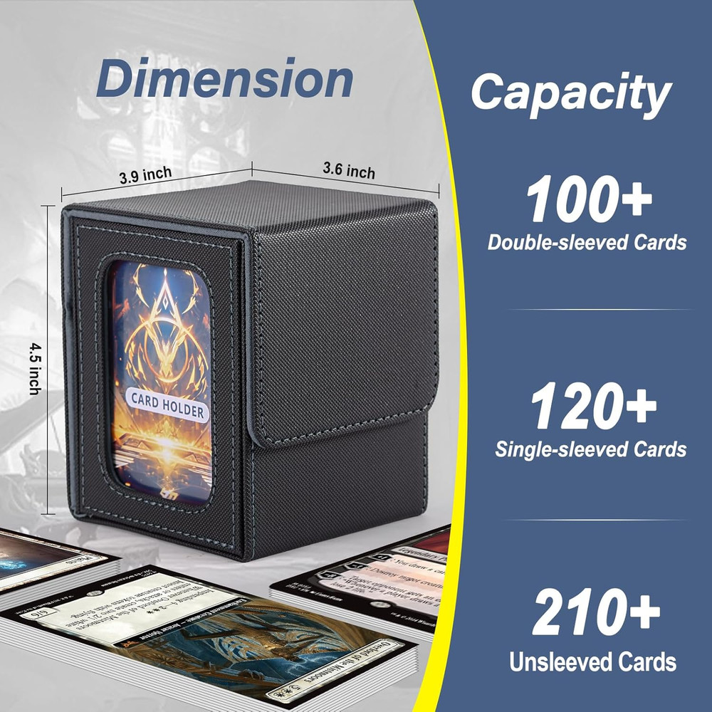 MTG Deck Box, Double Display Window MTG, Commander Deck Box Fits 120+ Single Sle