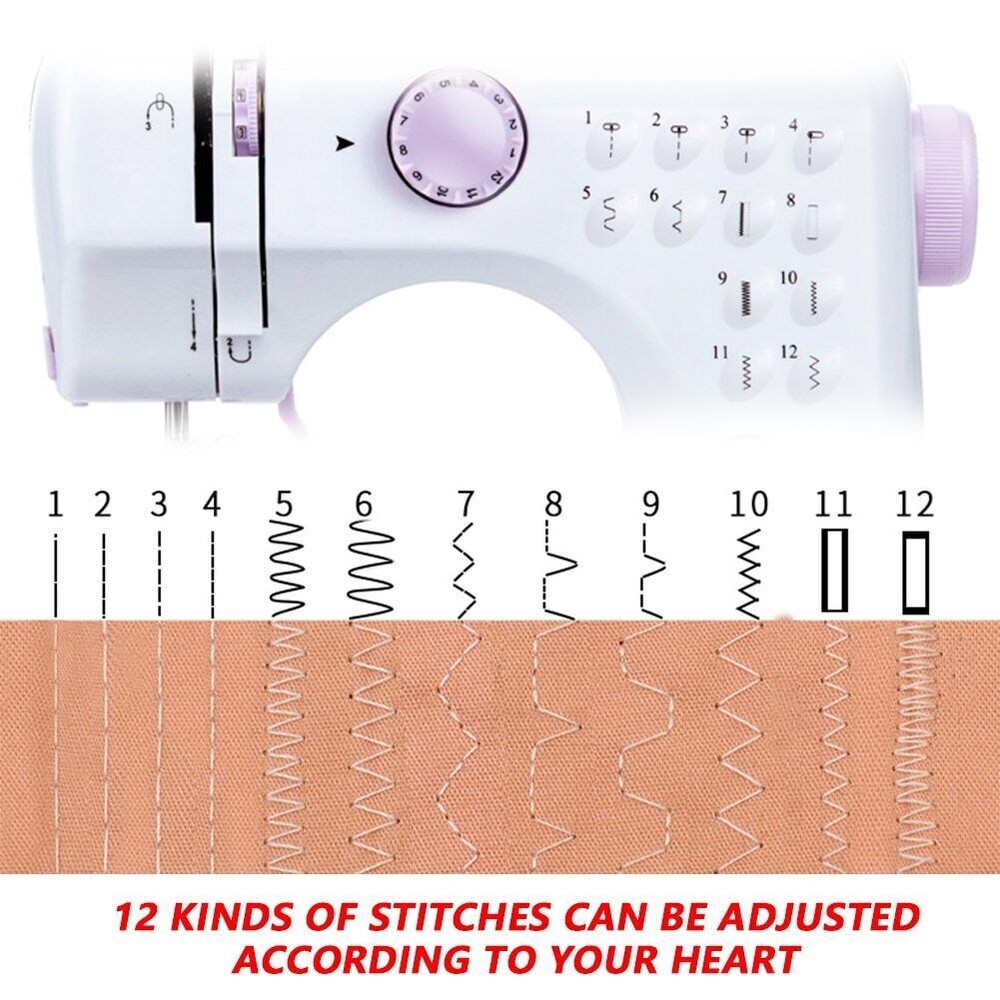 Electric Sewing Machine Portable Crafting Mending Machine 12 Built-In Stitches