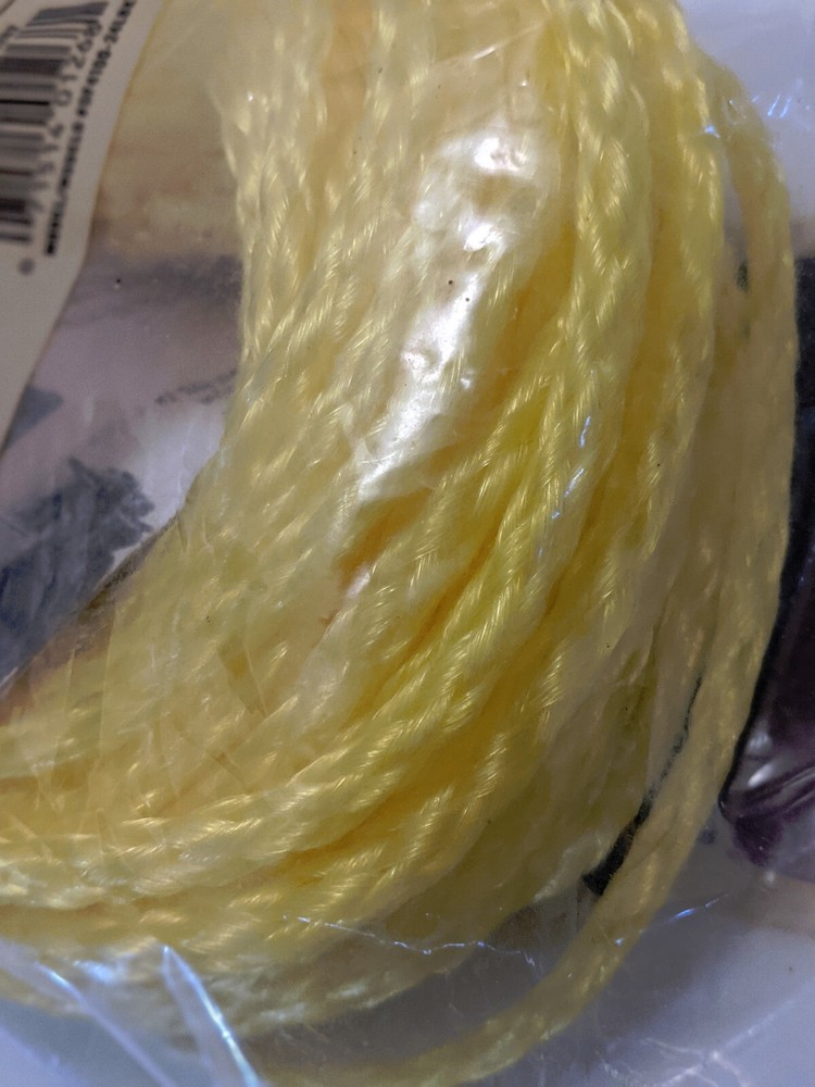 Blue Hawk 100’ X 1/4” Yellow Hollow Braid Poly Rope NIP