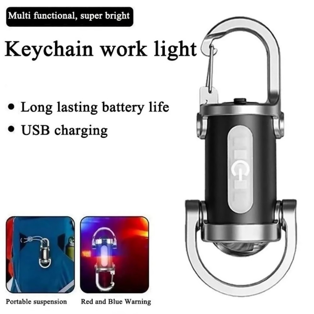 Rechargeable Keychain Flashlight LED Torch, Compact Light for Night Camping