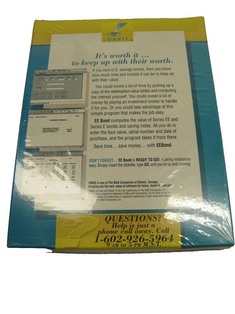 Sealed big box Orbis EE Bond for Windows program diskette 1994