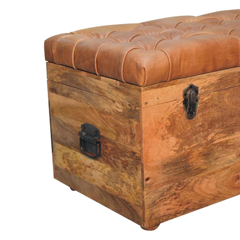 Solid Wood Upholstered Storage Trunk