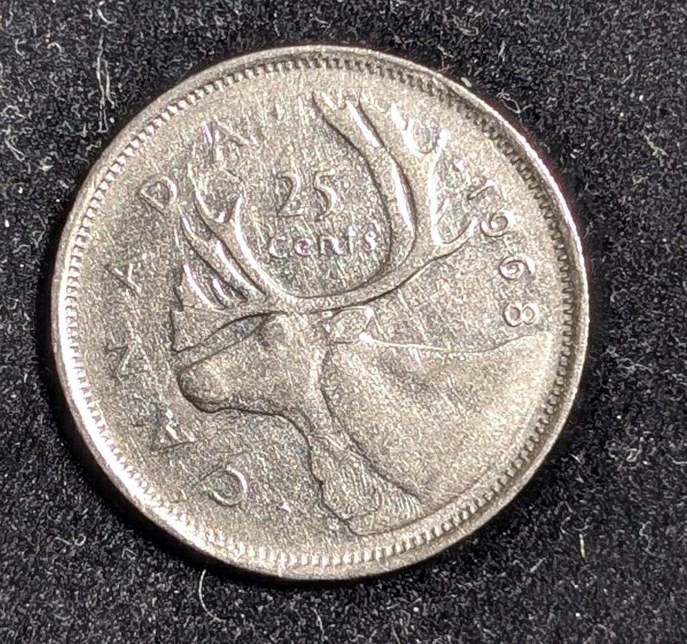 1968 Canada 25 Cents Circulated KM# 62b