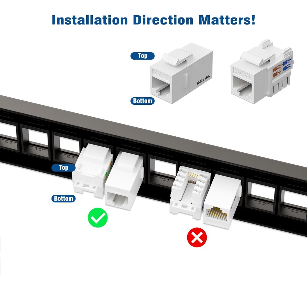 Blank Keystone Patch Panel 24 Port, 1U 19 Network Patch Panel for Keystone Ja...