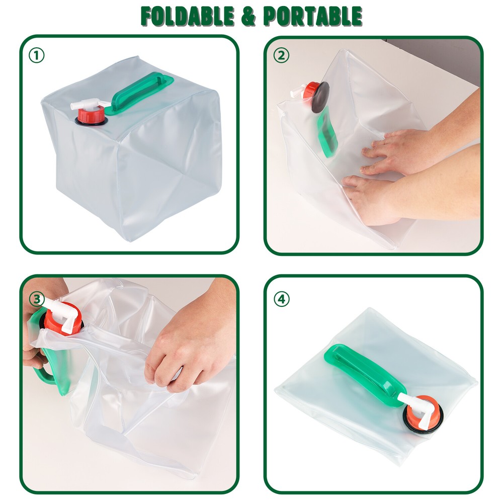 Water Storage Cube Collapsible Water Container W/Spigot Outdoors Hiking Backpack