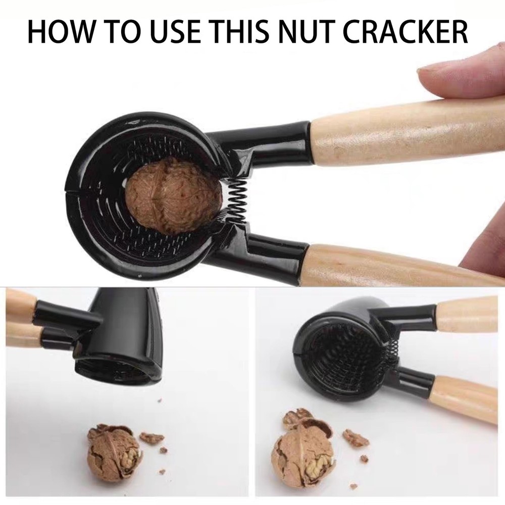 Nutcracker Pecan Walnut Plier Opener Tool with Wood Handle - Non-slip Handle