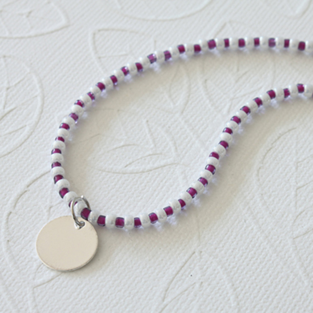 Rhodium Dot Necklace with Beaded Chain