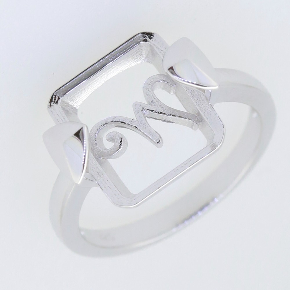 Sterling Silver Semi Mount Ring Setting Emerald OCT 13x11mm Cabochon