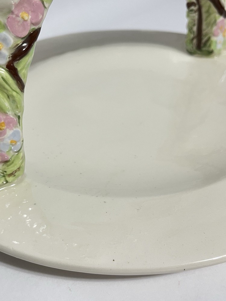 Vintage Ceramic Easter Bunny Arch Candy or Cookie Plate Dish