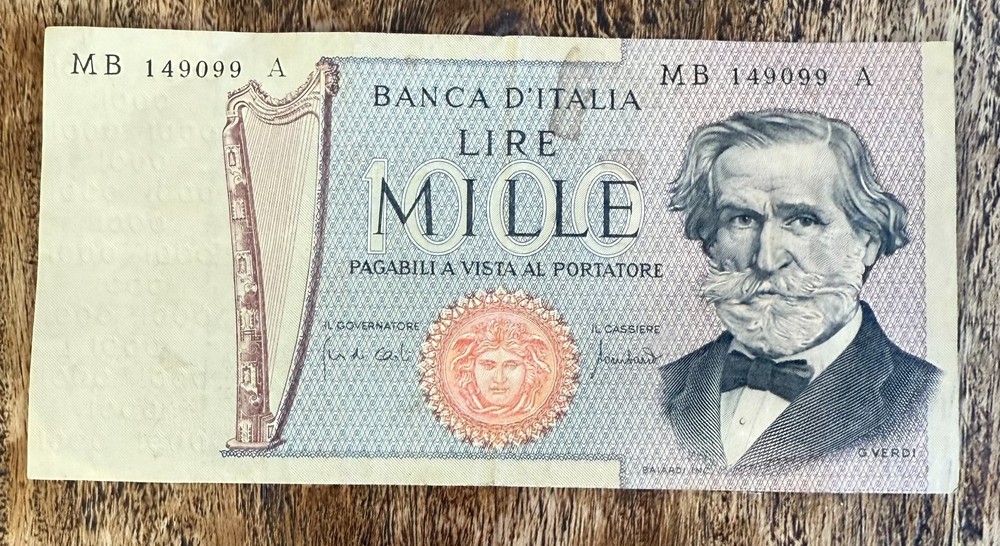1969 Italy 1000 Lire Note ~ Circulated