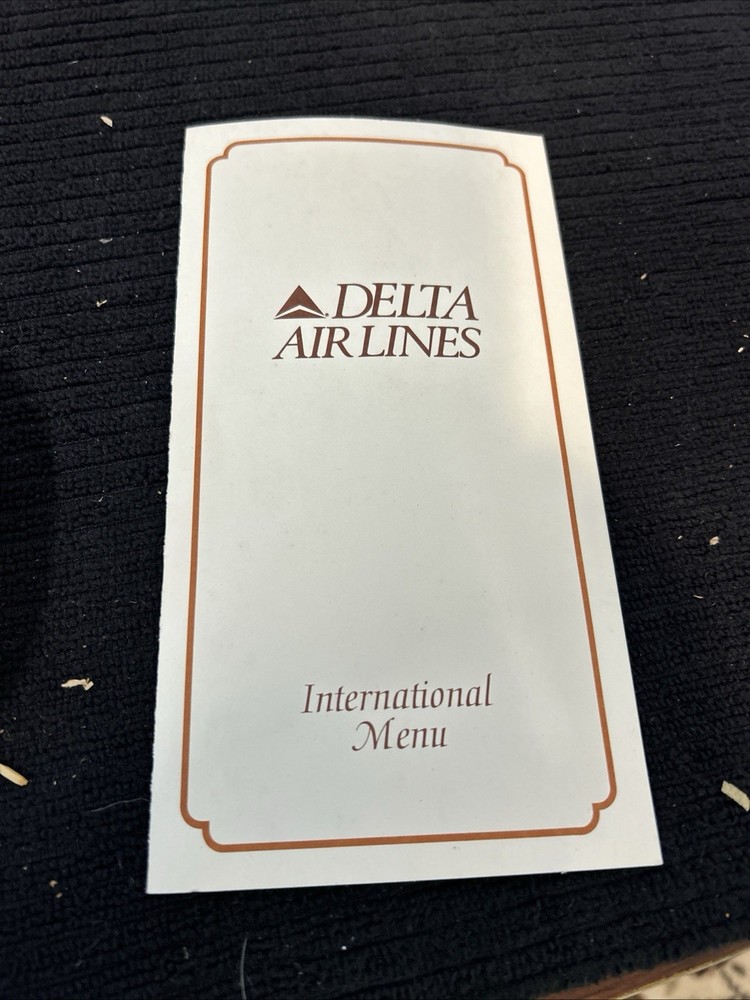 DELTA AIRLINES INTERNATIONAL MAIN CABIN WELCOME ABOARD MENU