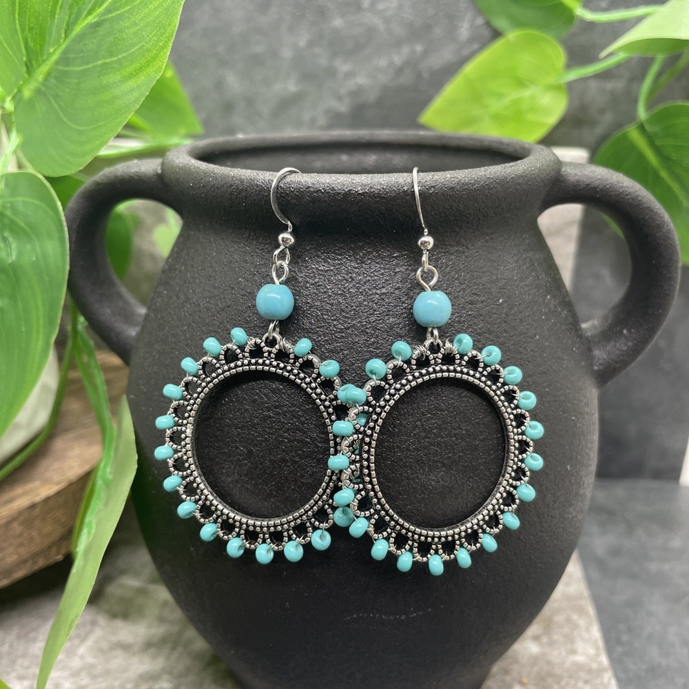 2.5” Silver-tone Boho Retro Earring Set Drop Dangle New Free Ship B6383