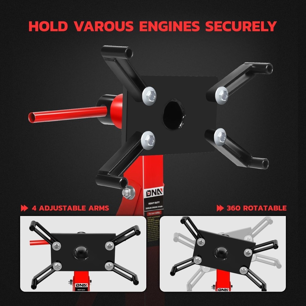 Foldable 2000LB Engine Motor Stand with 360° Rotation & 6 Casters for Mobility