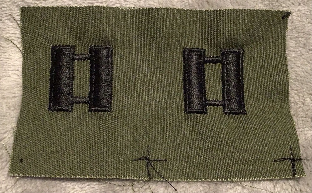US Army Captain CPT Pair Olive Drab OD Fatigue Uniform Rank Insignia Patch