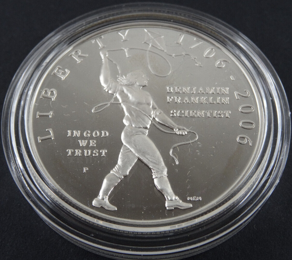 2006-P Benjamin Franklin Scientist Proof Silver Dollar Commemorative Capsule