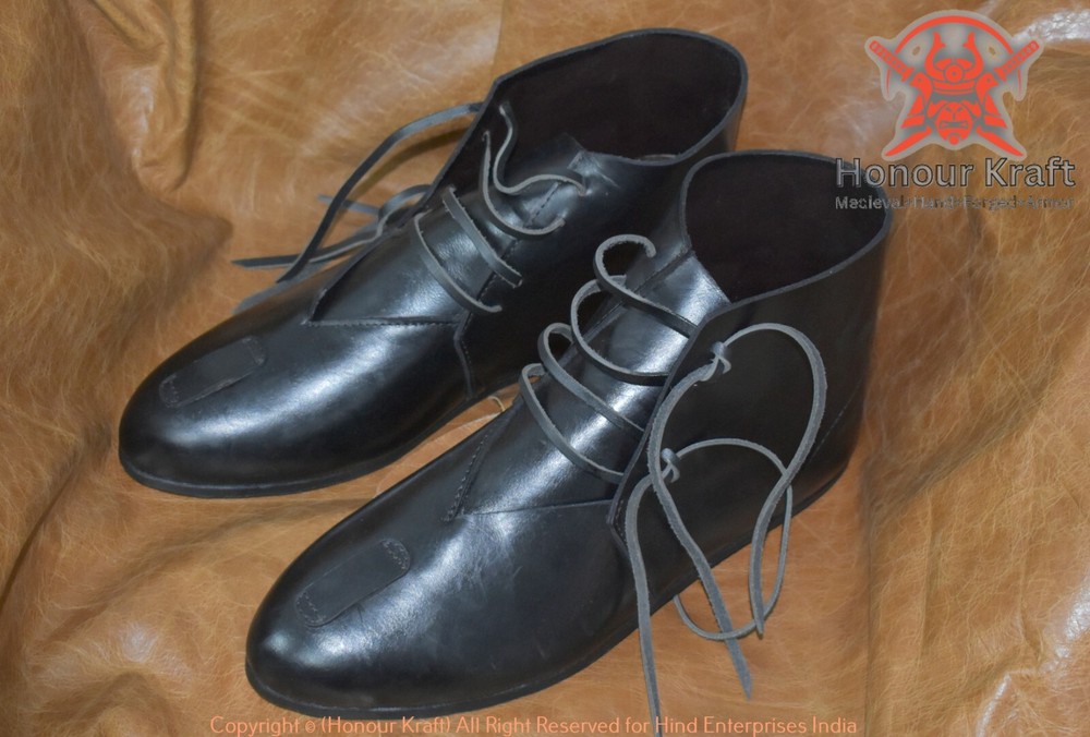 Medieval Style Leather Ankle Boots - Ideal for Reenactment Combat