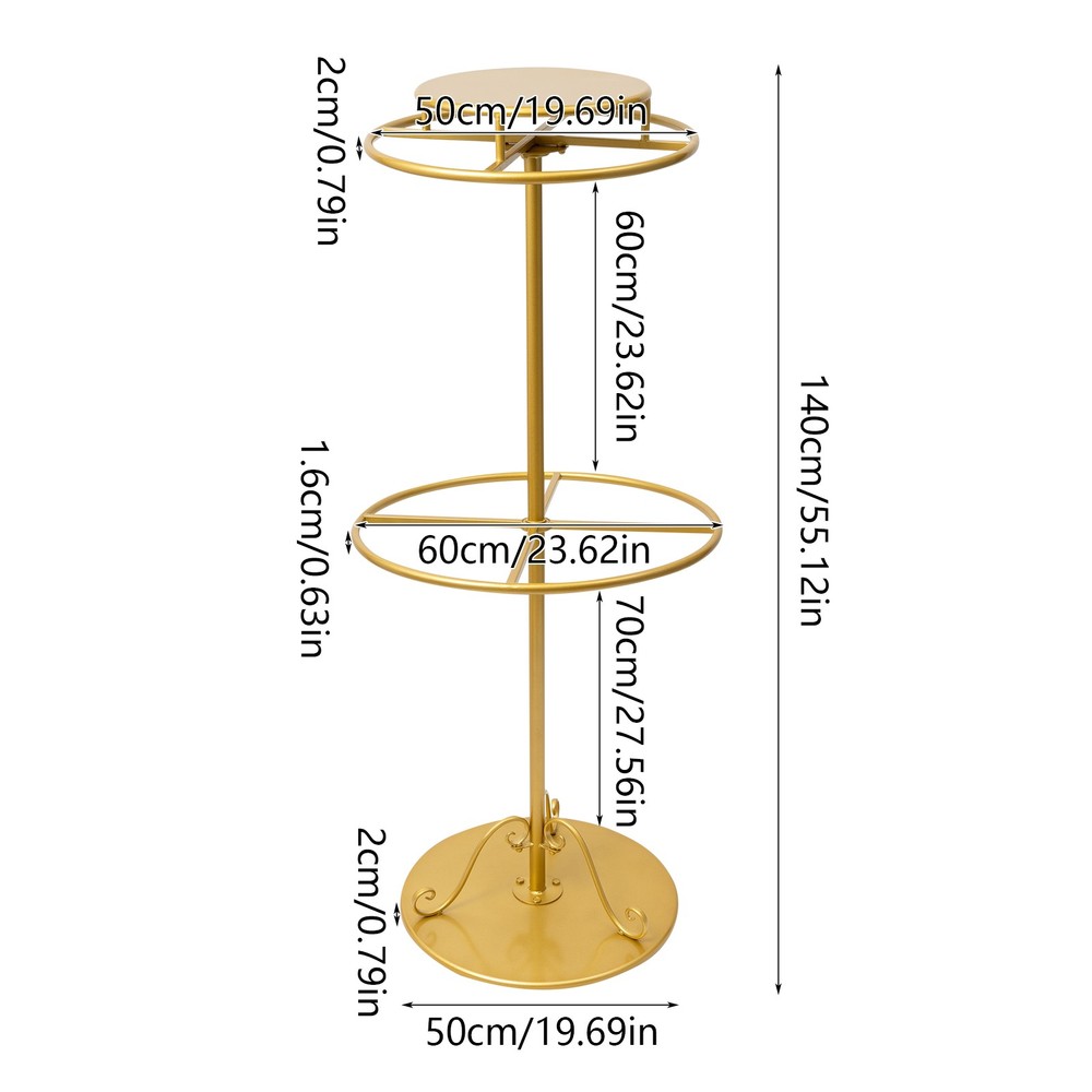 2-tier Clothing Rack Floor-Standing Circular Rack Stand Rotatable Clothes Rack