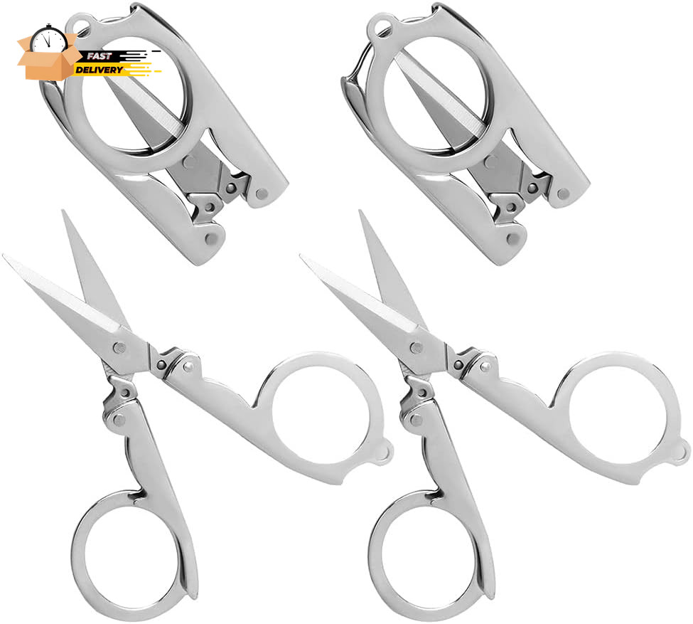 Folding Scissors, 4Pcs Stainless Steel Small Scissors Pocket Portable Foldable