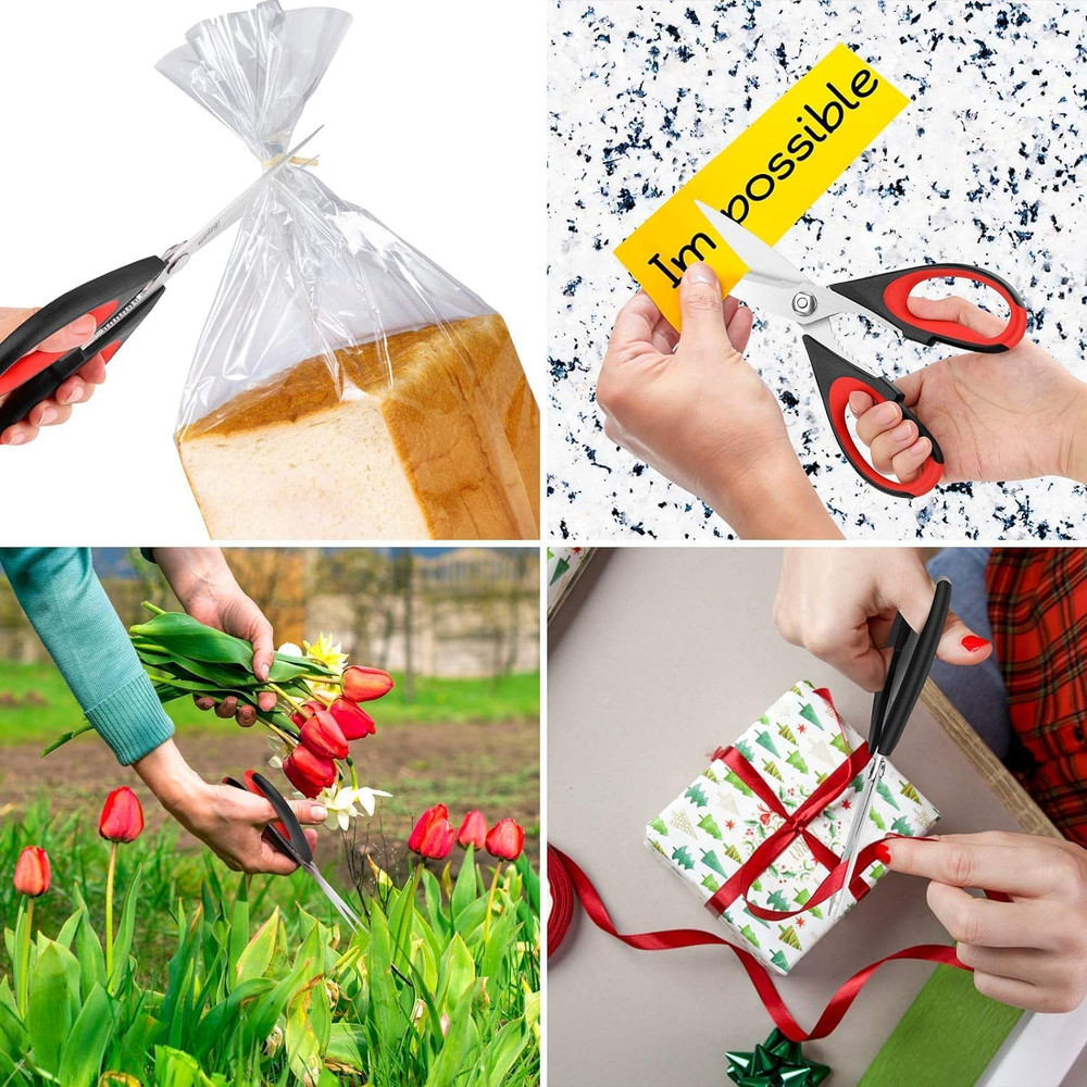 3-Pack 8.5"Kitchen Scissors All Purpose Heavy Duty with Protective Sheath, Soft