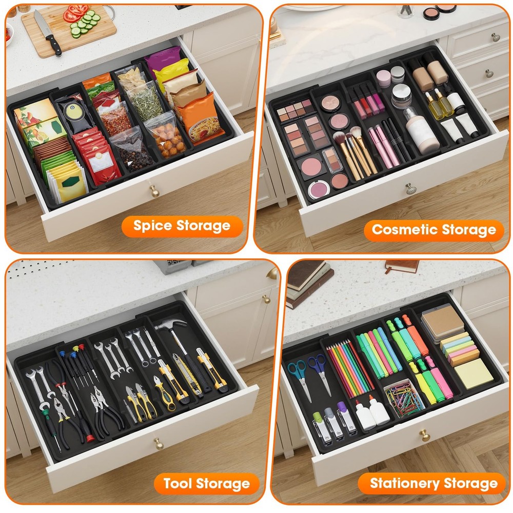 Large Silverware Organizer, Expandable Utensil Drawer Organizer for Kitchen D...