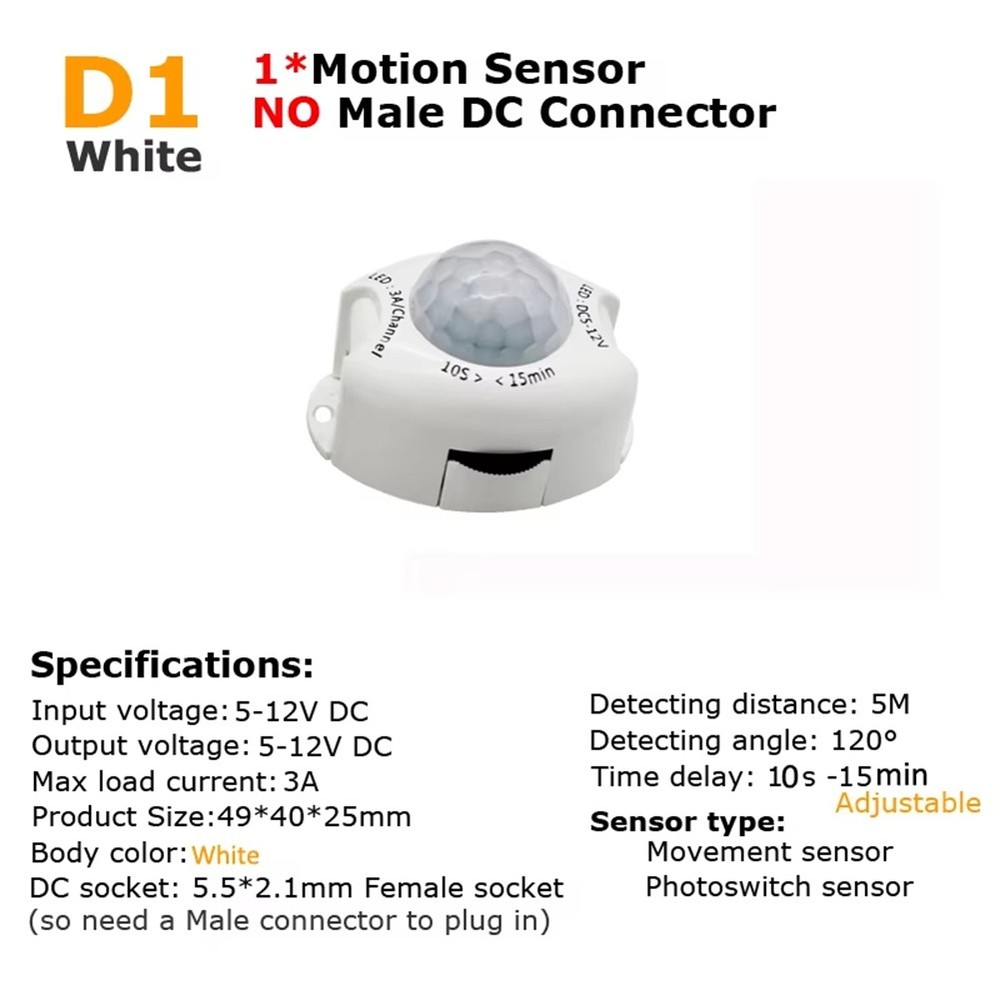 Motion Sensor Light 5V 12V DC Movement Detector Timer Automatic on OFF1432