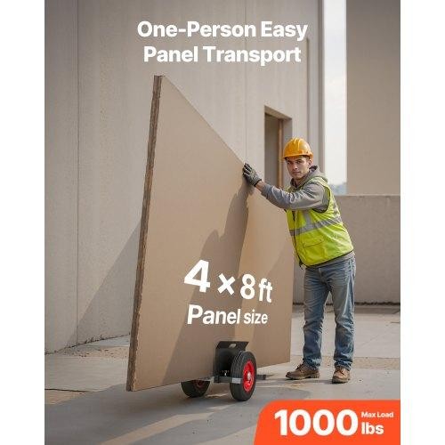 Panel Dolly 1000 lbs Load Capacity Drywall Mover with 10 Inch Rubber