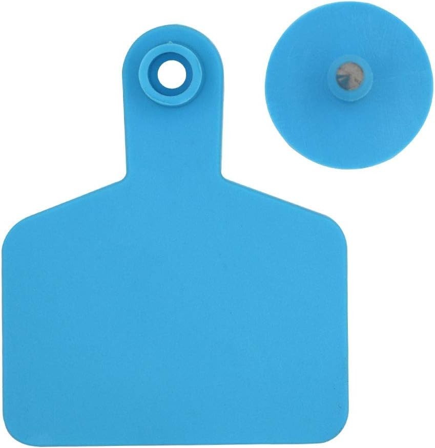 Cattle Ear Tags, Blank for Identification, 100 Pieces in Solid Blue - 3x2.48 in