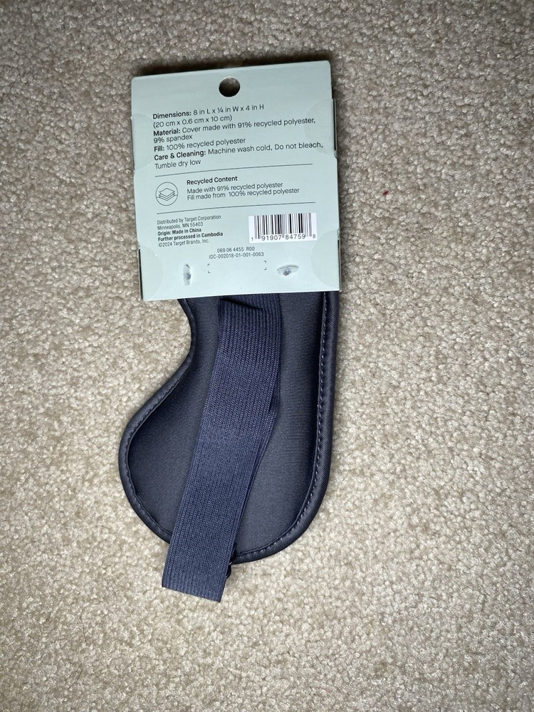 New Open Story Light-Blocking Sleep Mask Gray Adjustable Jersey Size OS