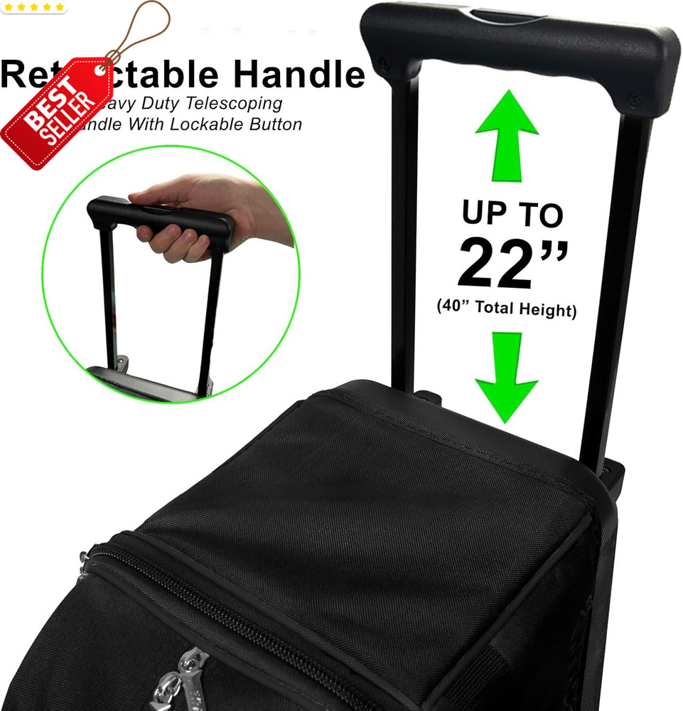 Prime Double Roller 2 Ball Bowling Bag Shoe Compartment Locking Handle US