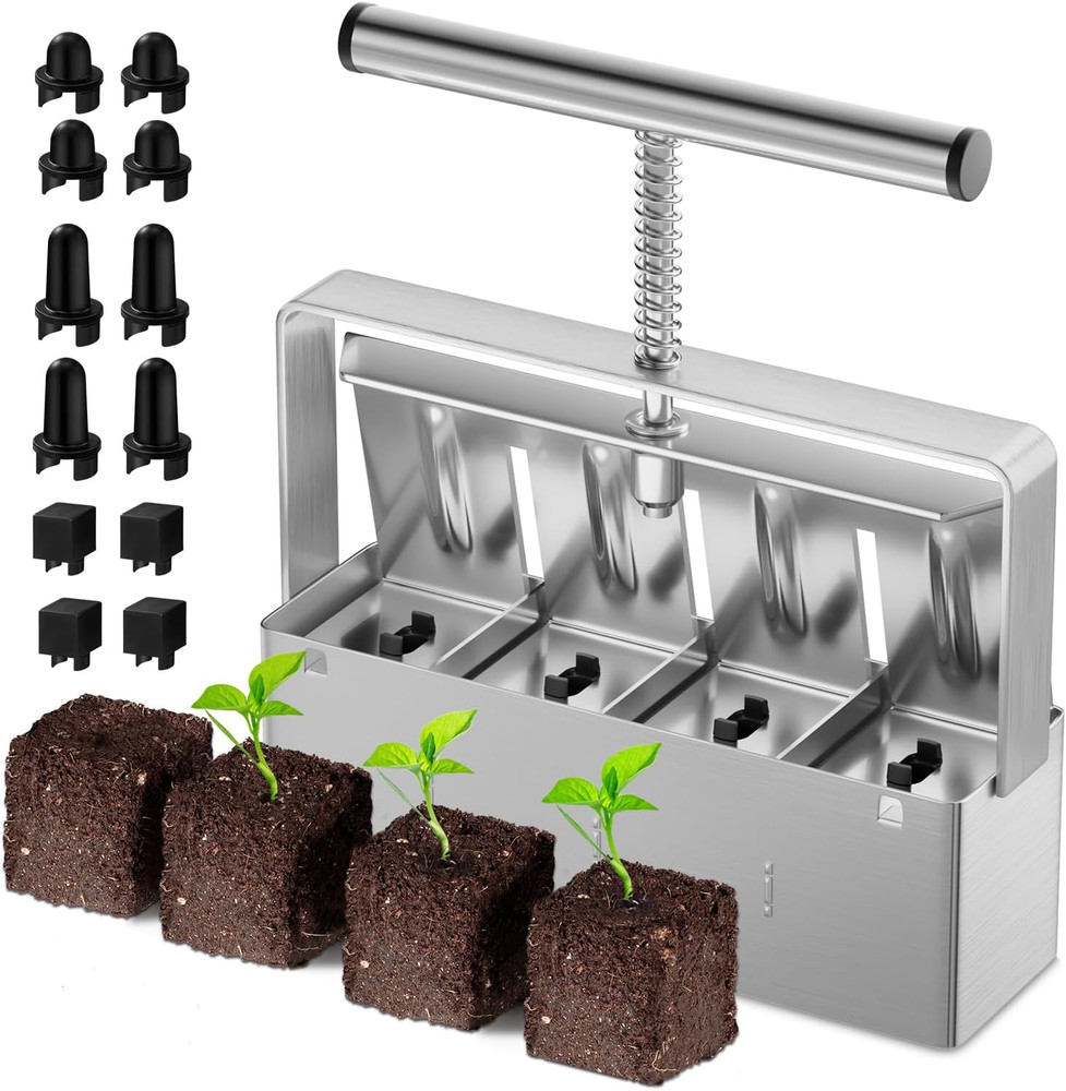 Soil Blocker 2 Inch 4 Cell Upgraded Soil Block Maker Heavy Duty