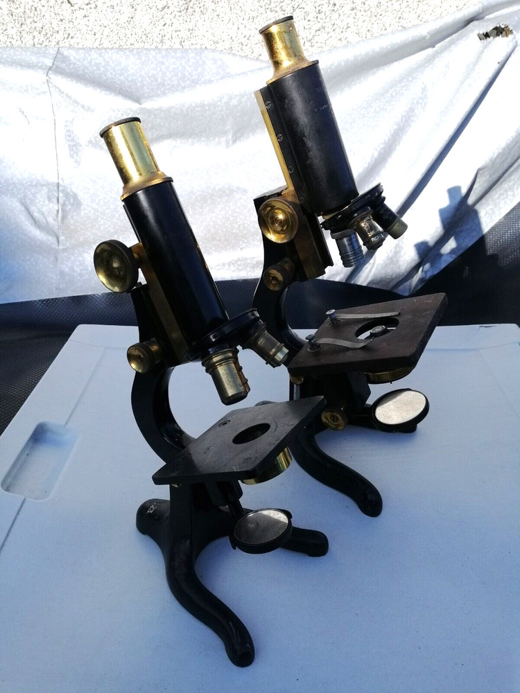 2 ANTIQUE BRASS WATSON MICROSCOPES KIMA AND SERVICES