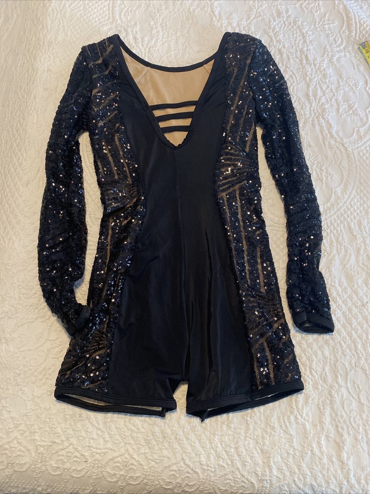 curtain call dance costume black sequin size Ame