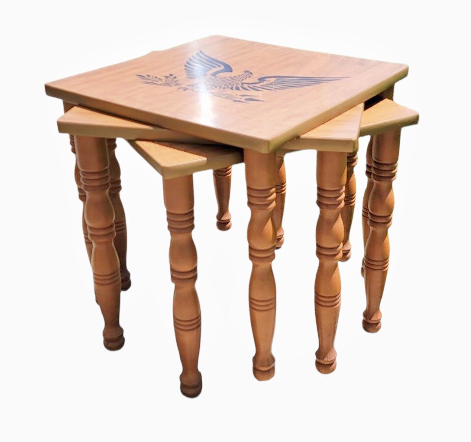 Set Vtg Mcm Stacking Nesting Tables TV Snack Plant Stand EAGLE
